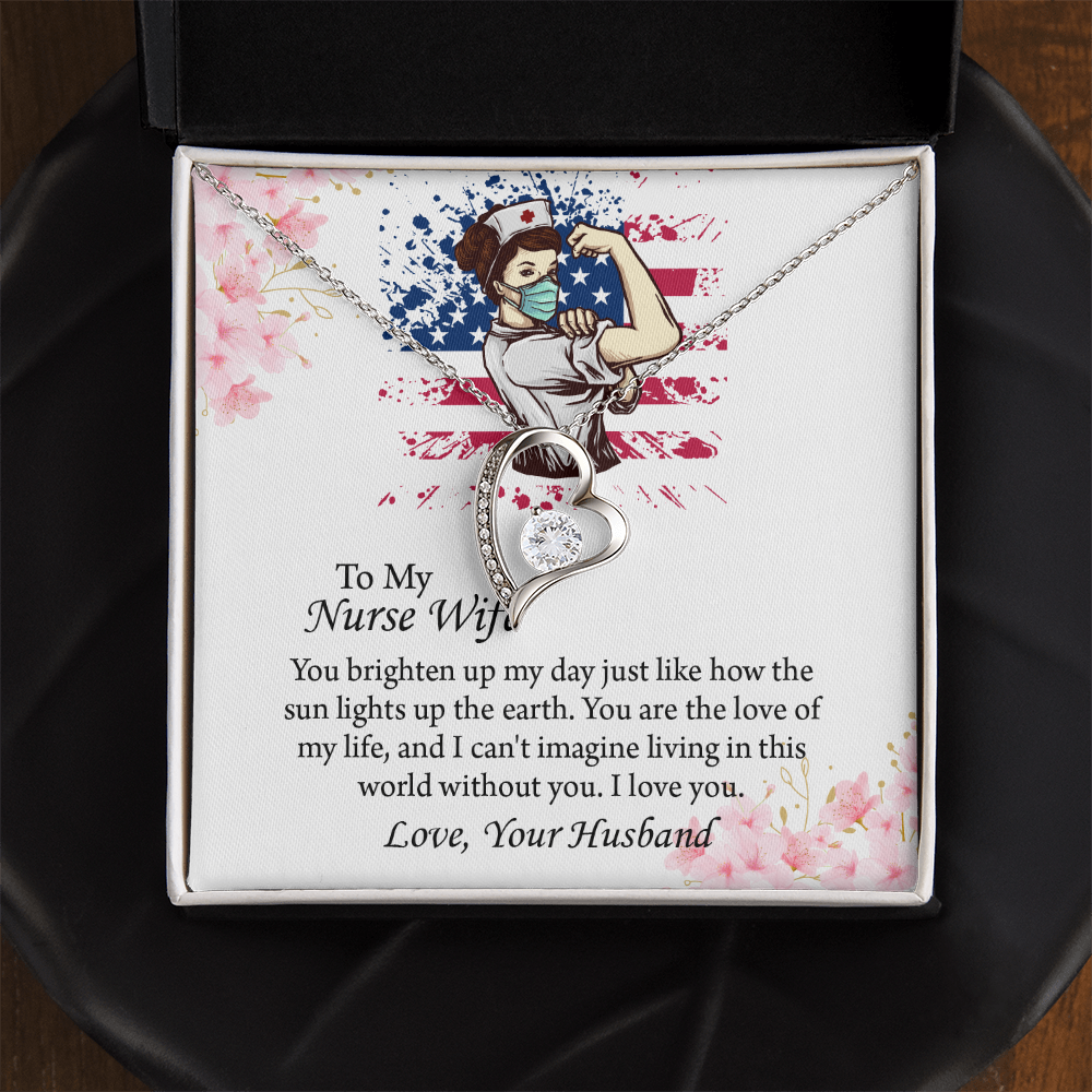 To My Nurse Wife Forever Love Necklace, Anniversary Gift for Wife, Wife Birthday Gift, Nurse Graduation Jewelry Gifts