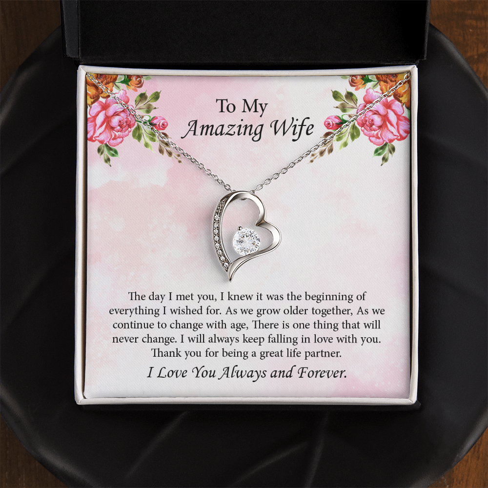 To My Amazing Wife Forever Love Necklace, Wife Jewelry, Anniversary Gift for Wife, Wife Birthday Gift, Necklace for Wife