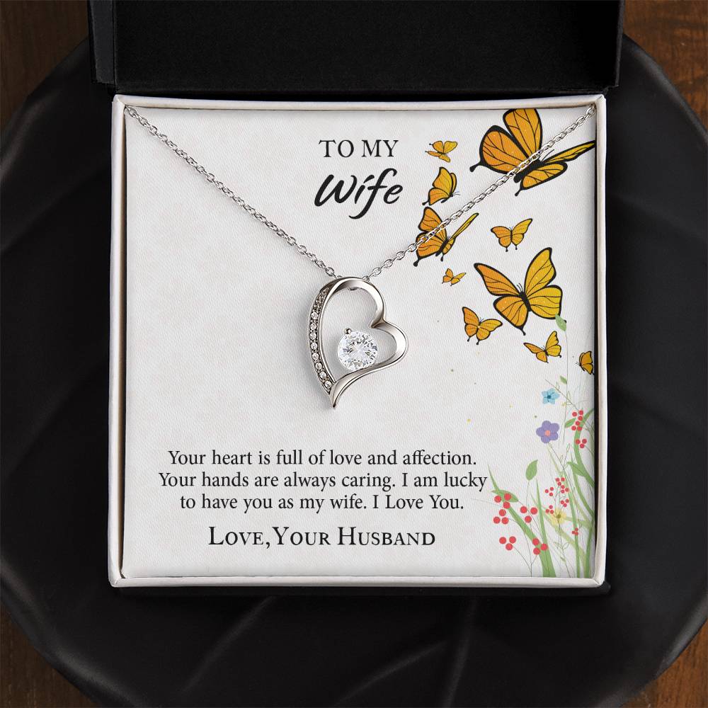 To My Wife Forever Love Necklace, Necklace Gift For Wife, Anniversary Gift For Wife, Wife Birthday Gift