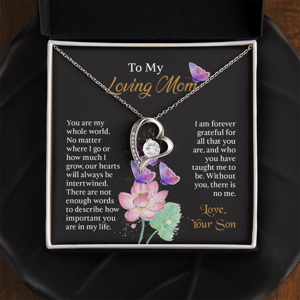 To My Mom Necklace, Mothers Day Necklace To Mom, Mom Birthday Gift from Son, Message Card Jewelry For Mom