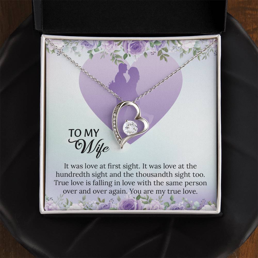 To My Wife Forever Love Necklace, Necklace For Wife, Anniversary Gift For Wife, Wife Birthday Gift