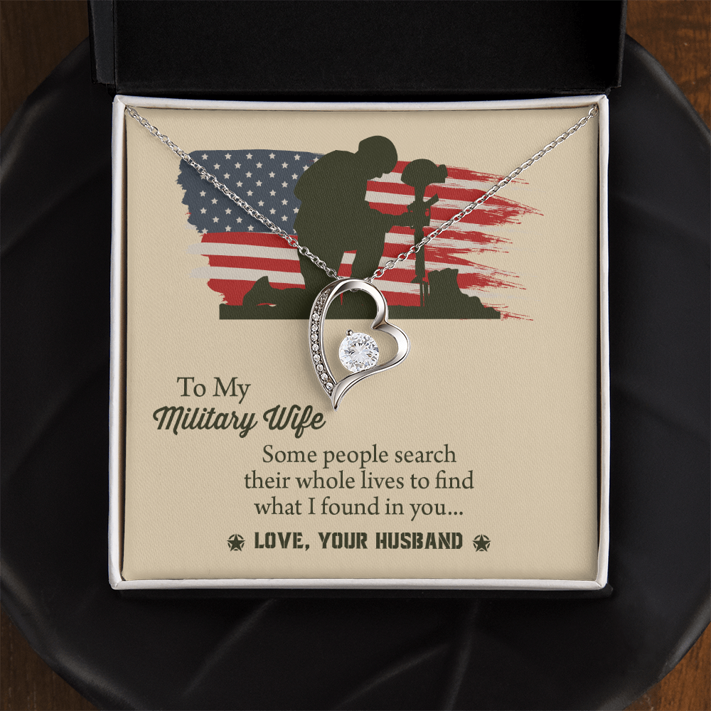 To My Military Wife Forever Love Necklace, Military Wife Gift, Gift from Husband to Wife, Anniversary Gift for Army Wife