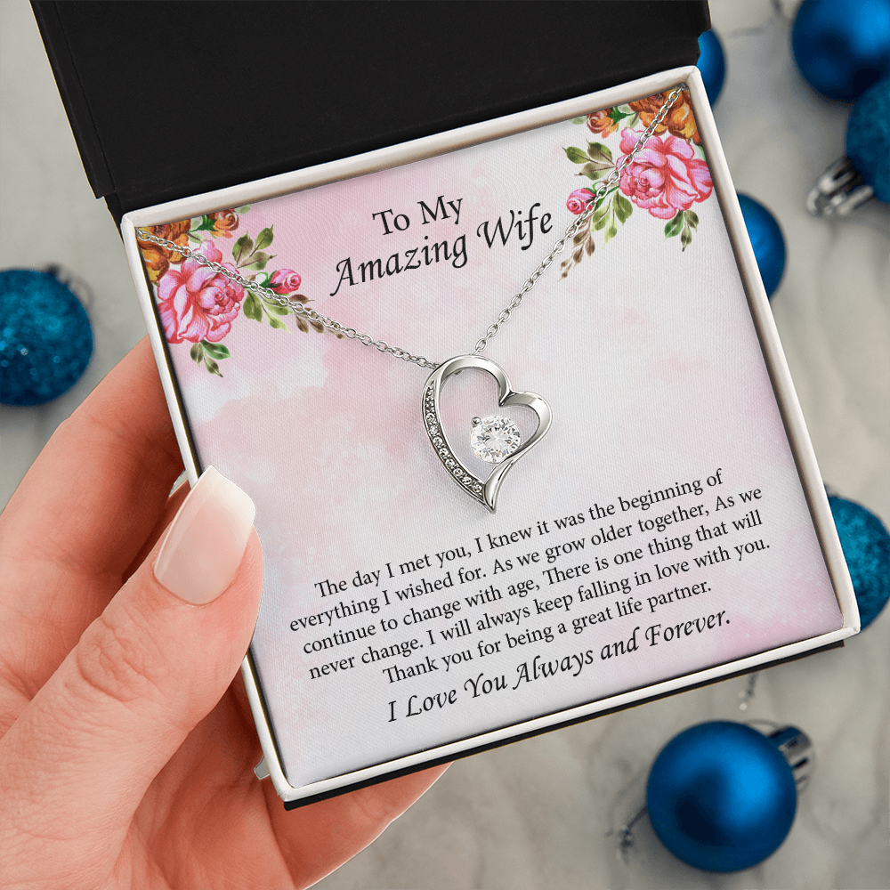 To My Amazing Wife Forever Love Necklace, Wife Jewelry, Anniversary Gift for Wife, Wife Birthday Gift, Necklace for Wife