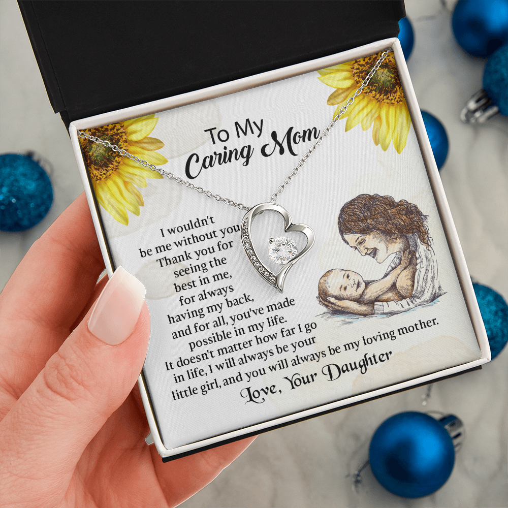 To My Mom Forever Love Necklace, Mothers Day Necklace, Mom Birthday Gift from Daughter, Message Card Jewelry For Mom