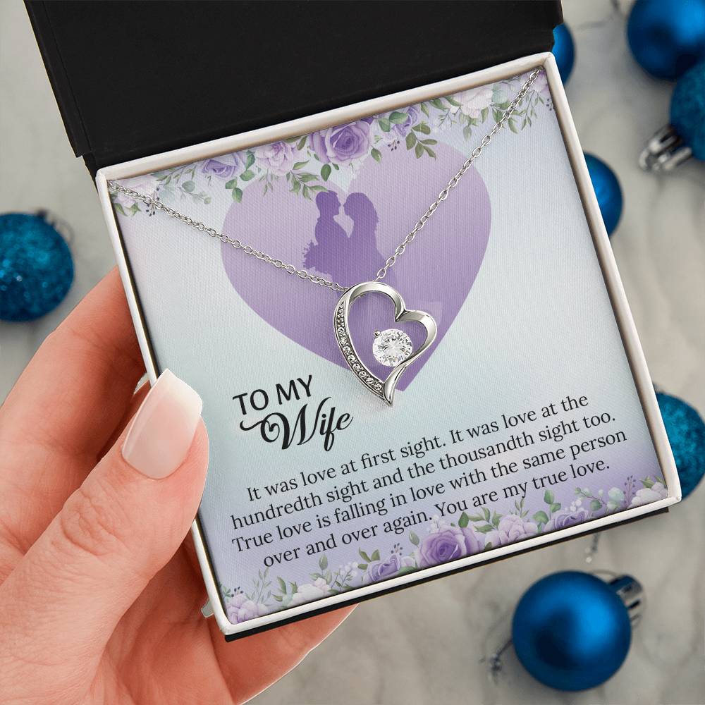 To My Wife Forever Love Necklace, Necklace For Wife, Anniversary Gift For Wife, Wife Birthday Gift