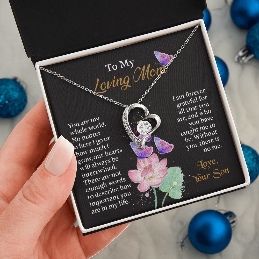 To My Mom Necklace, Mothers Day Necklace To Mom, Mom Birthday Gift from Son, Message Card Jewelry For Mom