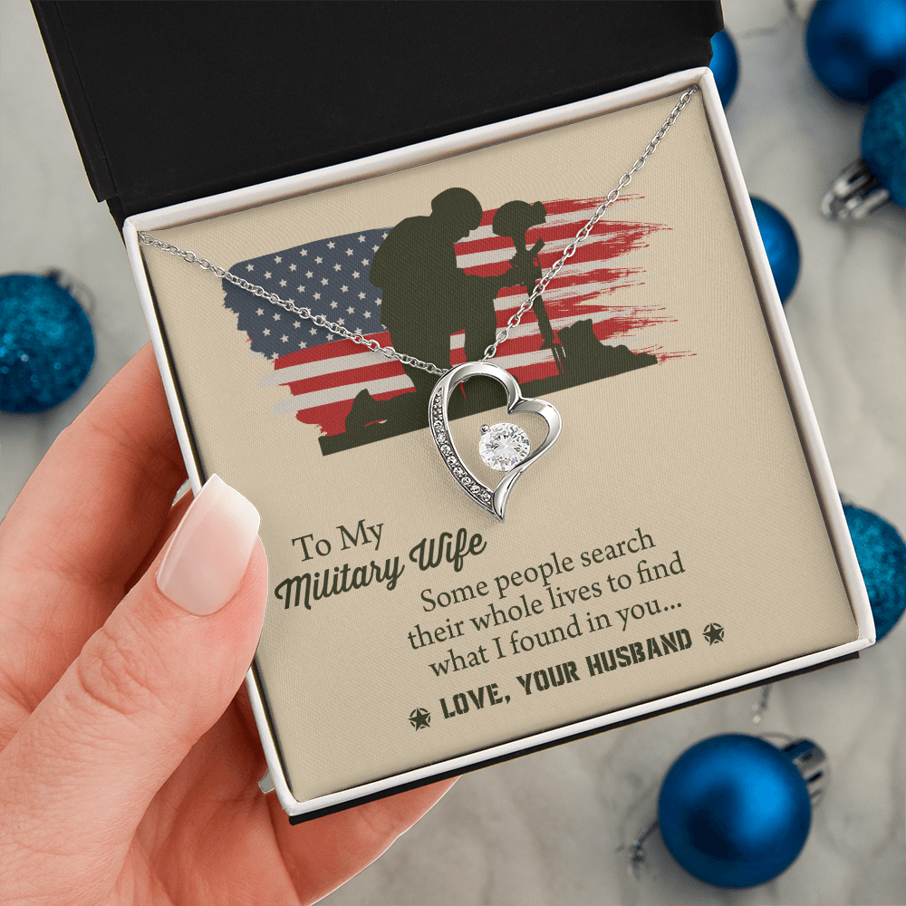 To My Military Wife Forever Love Necklace, Military Wife Gift, Gift from Husband to Wife, Anniversary Gift for Army Wife