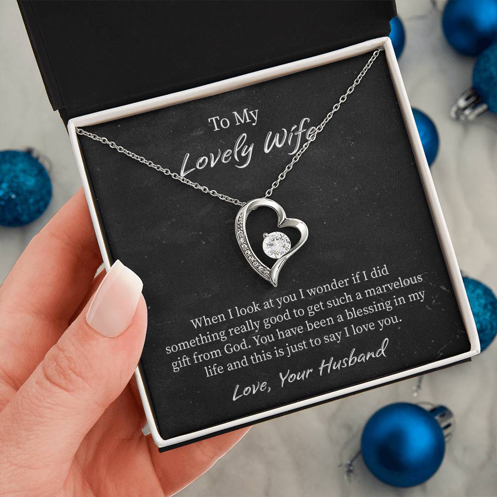 My Lovely Wife Forever Love Necklace, Romantic Anniversary Gift for Wife, Wife Birthday Gift, Necklace for Wife