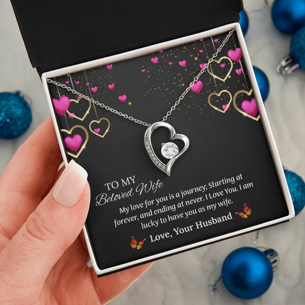 To My Beloved Wife Forever Love Necklace, Anniversary Gift For Wife, Wife Birthday Gift, Necklace For Wife