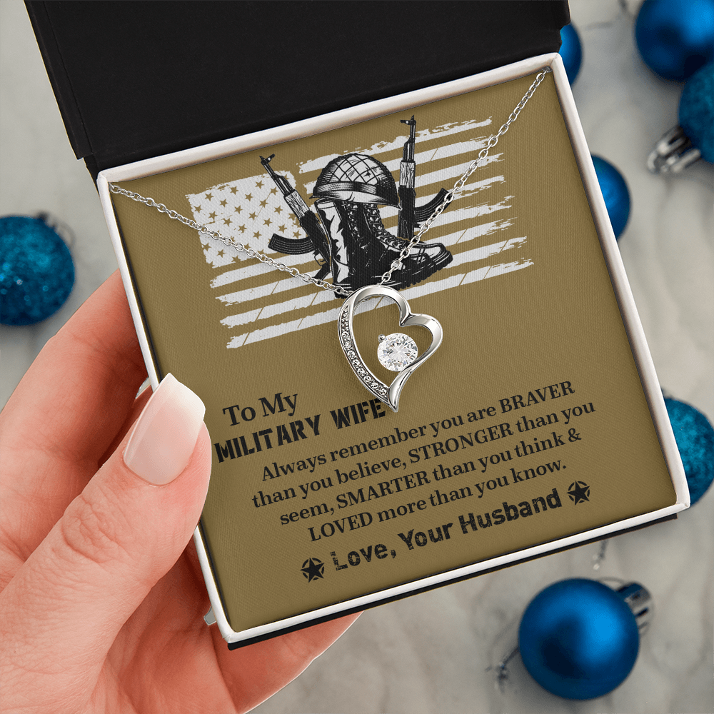 To My Military Wife Forever Love Necklace, Military Wife Gift, Gift from Husband to Wife, Anniversary Gift for Army Wife