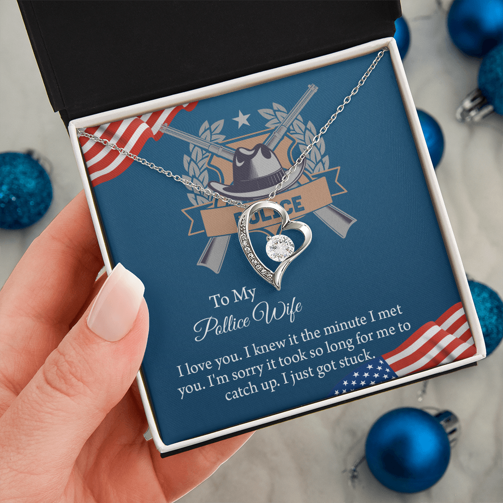 To My Police Wife Forever Love Necklace, Gift for Police Officer Wife, Police Wife Anniversary Present, Husband To Wife Birthday Gifts