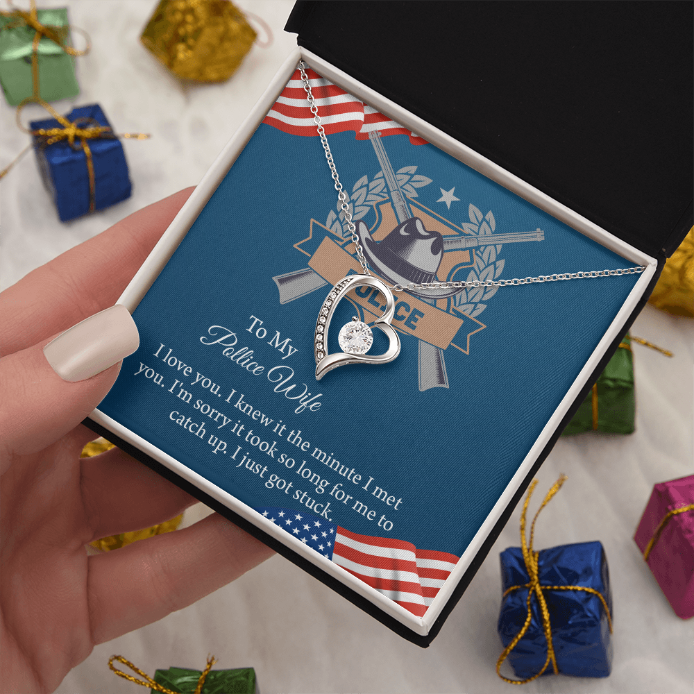 To My Police Wife Forever Love Necklace, Gift for Police Officer Wife, Police Wife Anniversary Present, Husband To Wife Birthday Gifts