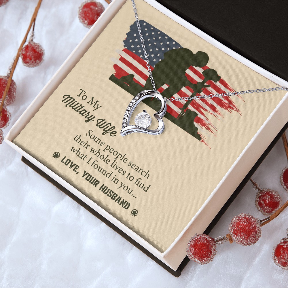 To My Military Wife Forever Love Necklace, Military Wife Gift, Gift from Husband to Wife, Anniversary Gift for Army Wife