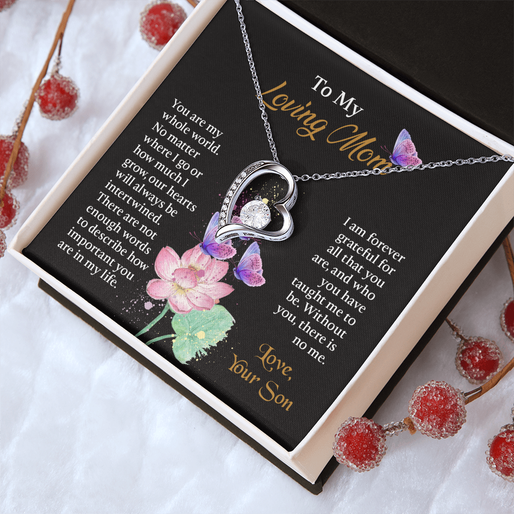 To My Mom Necklace, Mothers Day Necklace To Mom, Mom Birthday Gift from Son, Message Card Jewelry For Mom