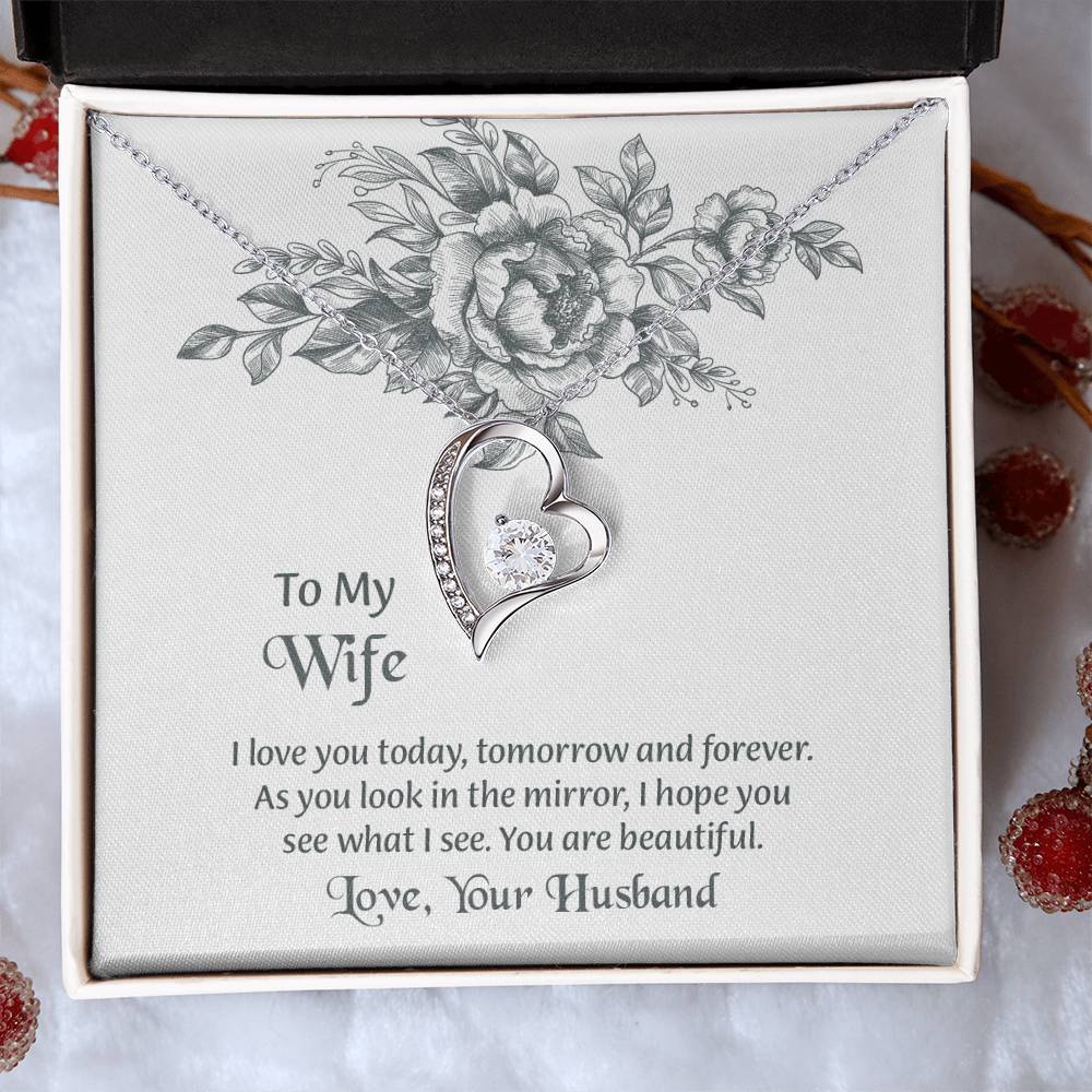 To My Wife Forever Love Necklace, Necklace For Wife, Anniversary Gift For Wife, Wife Birthday Gift