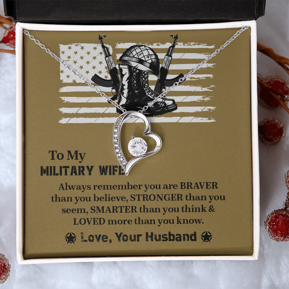 To My Military Wife Forever Love Necklace, Military Wife Gift, Gift from Husband to Wife, Anniversary Gift for Army Wife