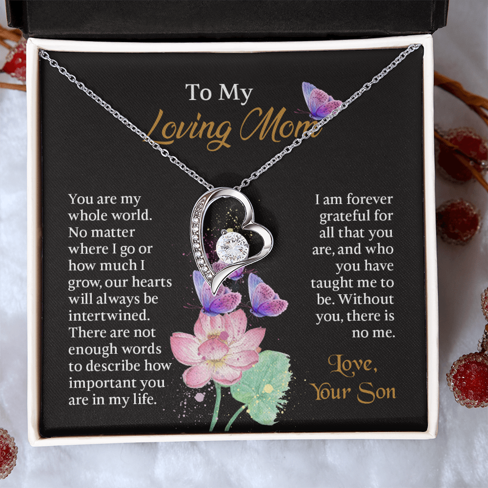 To My Mom Necklace, Mothers Day Necklace To Mom, Mom Birthday Gift from Son, Message Card Jewelry For Mom