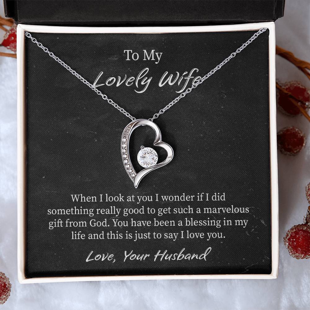 My Lovely Wife Forever Love Necklace, Romantic Anniversary Gift for Wife, Wife Birthday Gift, Necklace for Wife