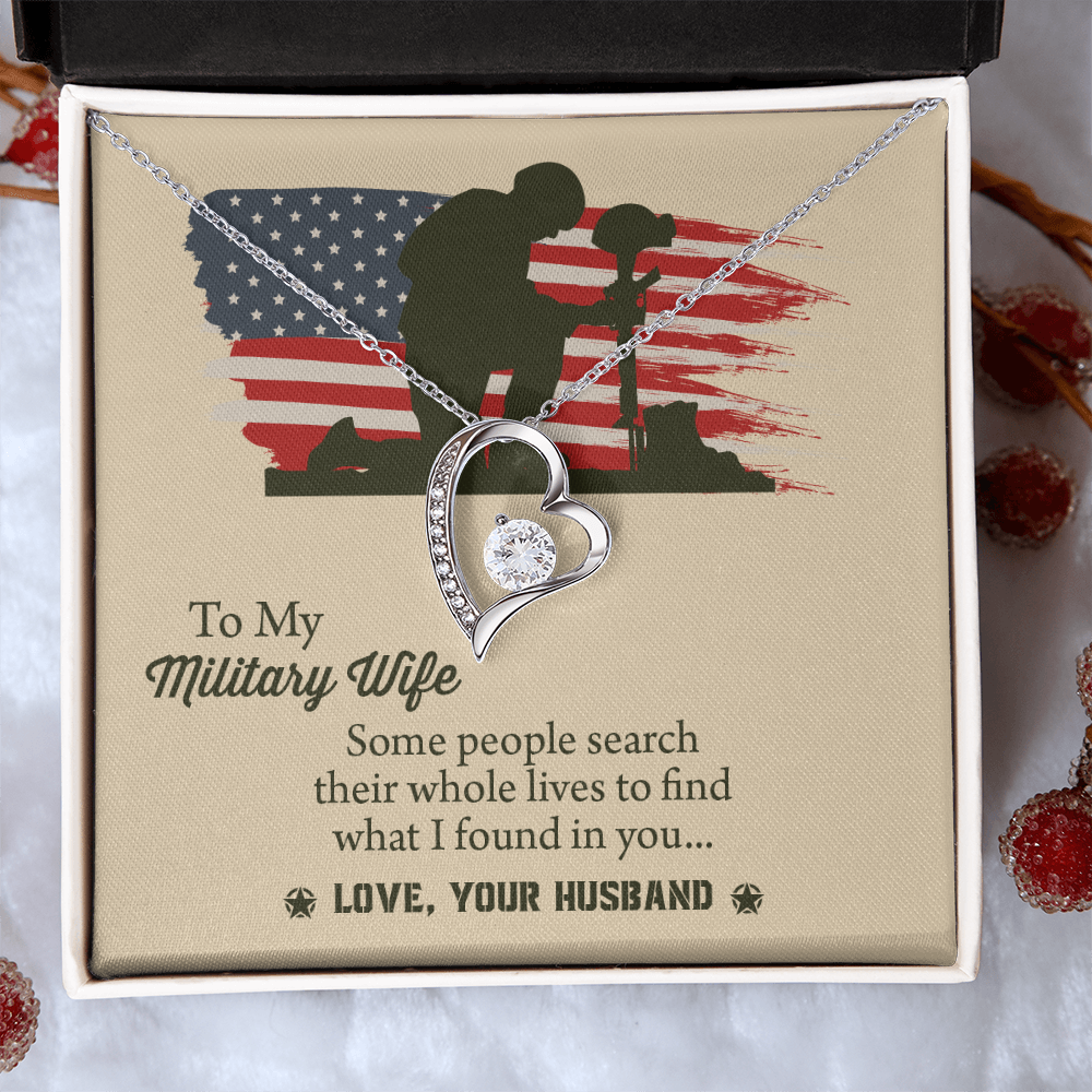 To My Military Wife Forever Love Necklace, Military Wife Gift, Gift from Husband to Wife, Anniversary Gift for Army Wife