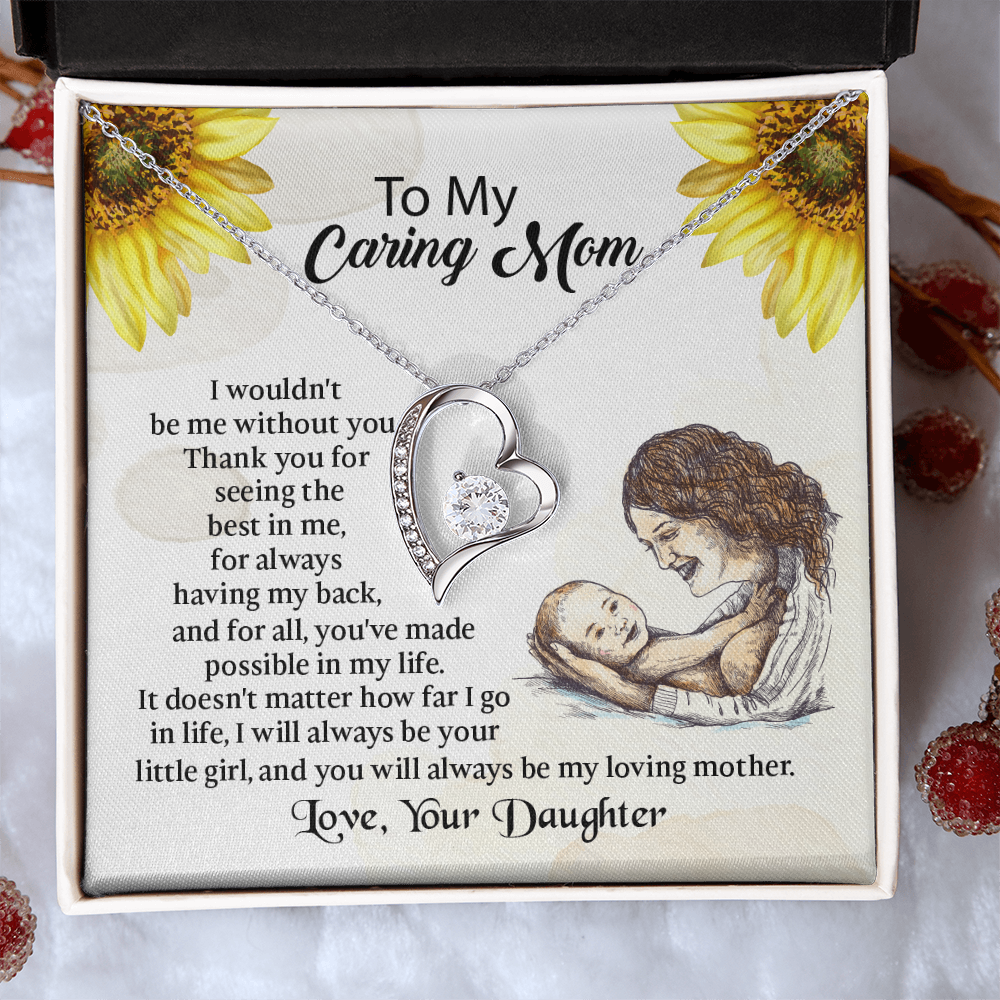 To My Mom Forever Love Necklace, Mothers Day Necklace, Mom Birthday Gift from Daughter, Message Card Jewelry For Mom