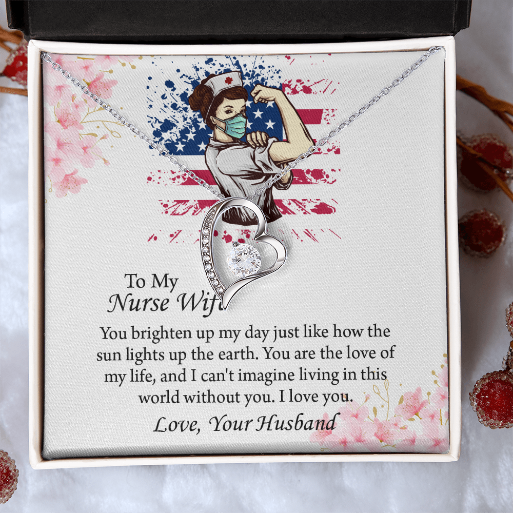 To My Nurse Wife Forever Love Necklace, Anniversary Gift for Wife, Wife Birthday Gift, Nurse Graduation Jewelry Gifts