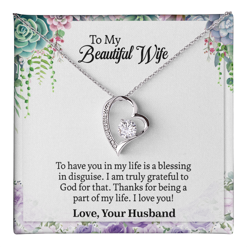 Heart To My Wife Necklace, Anniversary Gift For Wife, Wife Birthday Gift, Necklace For Wife, Wife Sentimental Gift