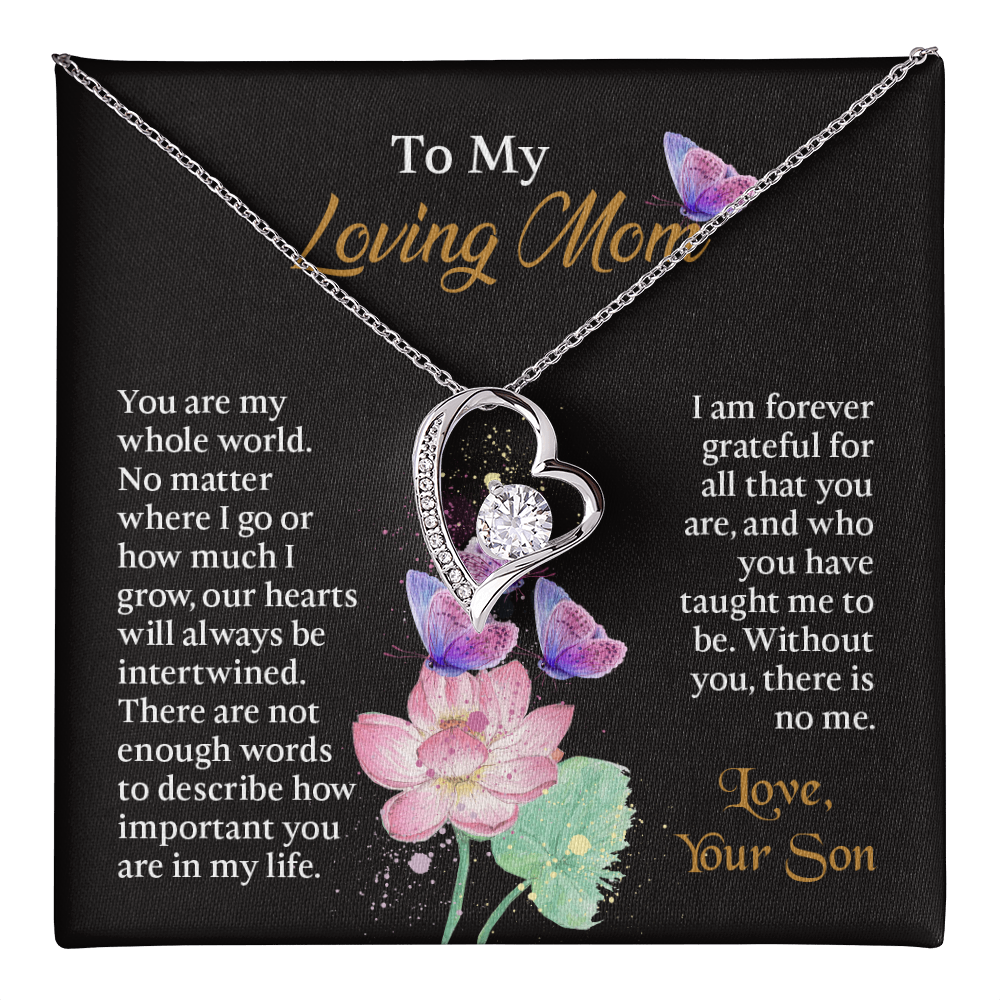 To My Mom Necklace, Mothers Day Necklace To Mom, Mom Birthday Gift from Son, Message Card Jewelry For Mom