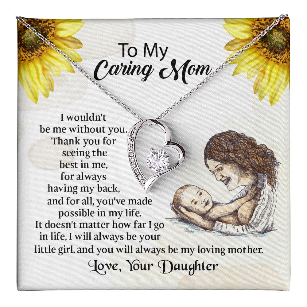 To My Mom Forever Love Necklace, Mothers Day Necklace, Mom Birthday Gift from Daughter, Message Card Jewelry For Mom