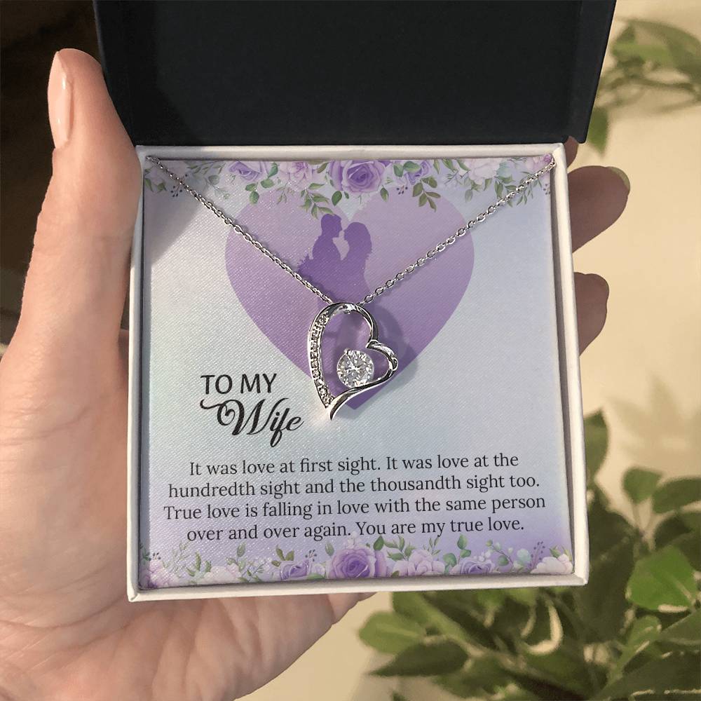 To My Wife Forever Love Necklace, Necklace For Wife, Anniversary Gift For Wife, Wife Birthday Gift