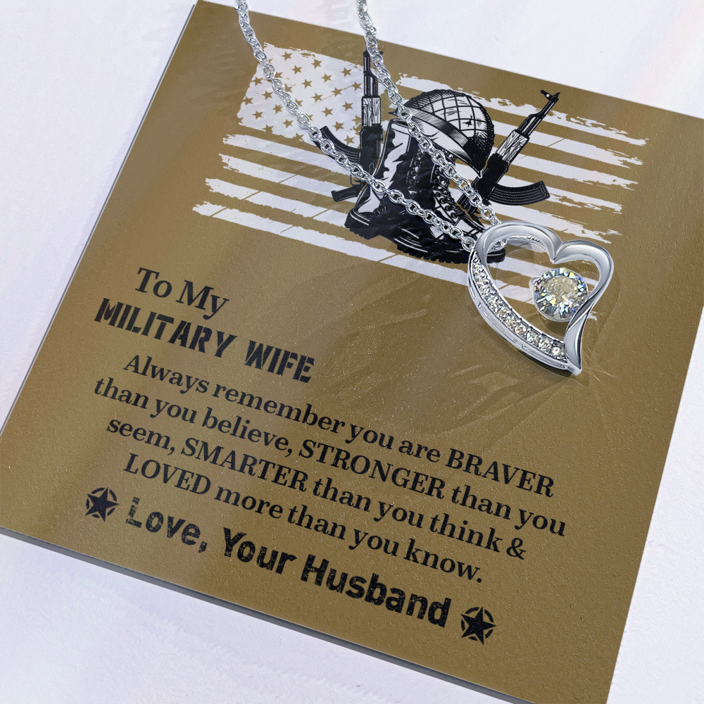 To My Military Wife Forever Love Necklace, Military Wife Gift, Gift from Husband to Wife, Anniversary Gift for Army Wife