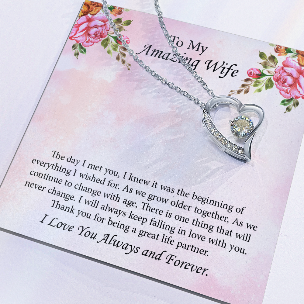 To My Amazing Wife Forever Love Necklace, Wife Jewelry, Anniversary Gift for Wife, Wife Birthday Gift, Necklace for Wife