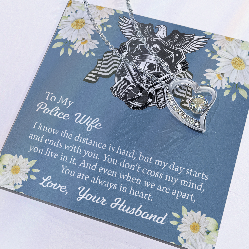 To My Police Wife Forever Love Necklace, Gift for Police Officer Wife, Police Wife Anniversary Present, Husband To Wife Birthday Gifts