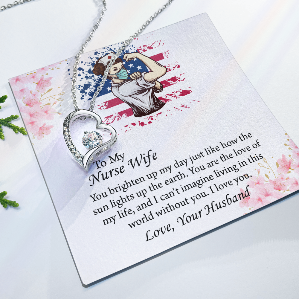 To My Nurse Wife Forever Love Necklace, Anniversary Gift for Wife, Wife Birthday Gift, Nurse Graduation Jewelry Gifts