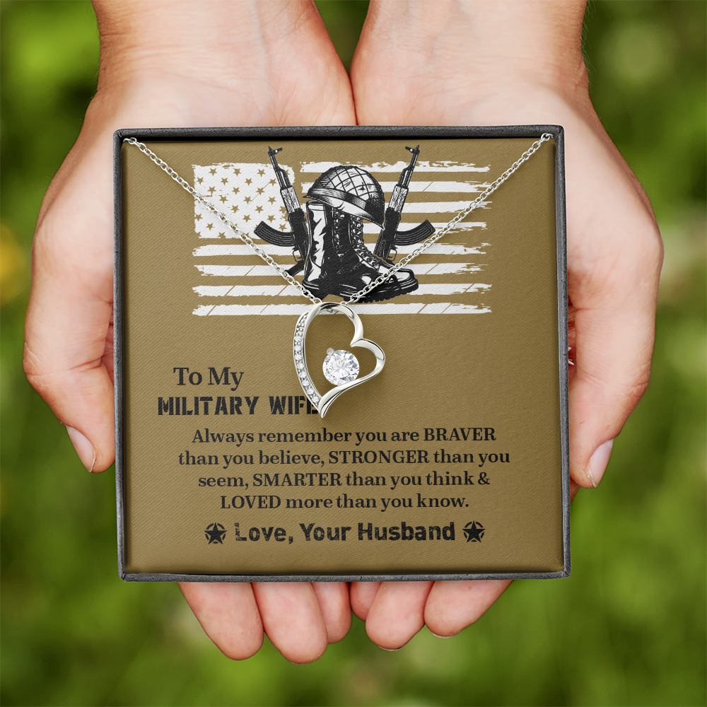 To My Military Wife Forever Love Necklace, Military Wife Gift, Gift from Husband to Wife, Anniversary Gift for Army Wife