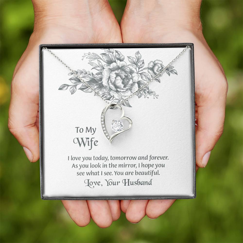 To My Wife Forever Love Necklace, Necklace For Wife, Anniversary Gift For Wife, Wife Birthday Gift