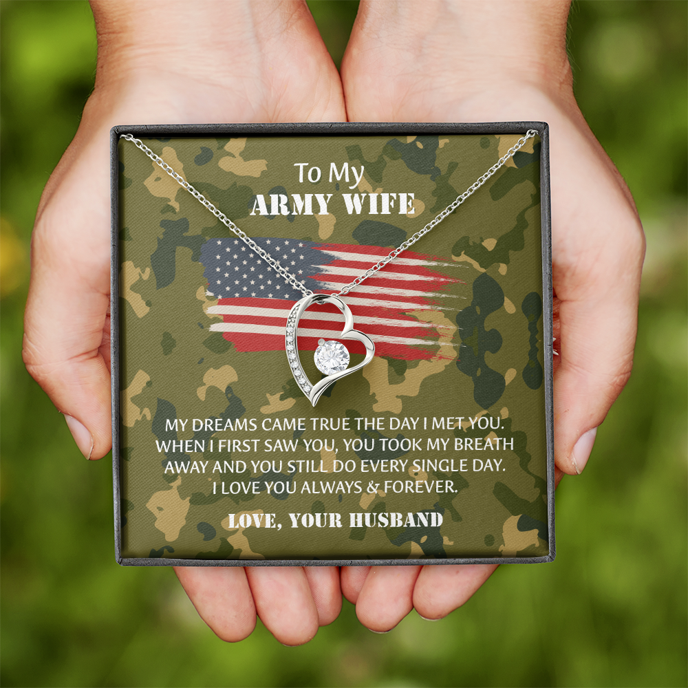 Army Wife Forever Love Necklace, Military Wife Gift, Gift from Husband to Wife, Anniversary Gift for Army Wife