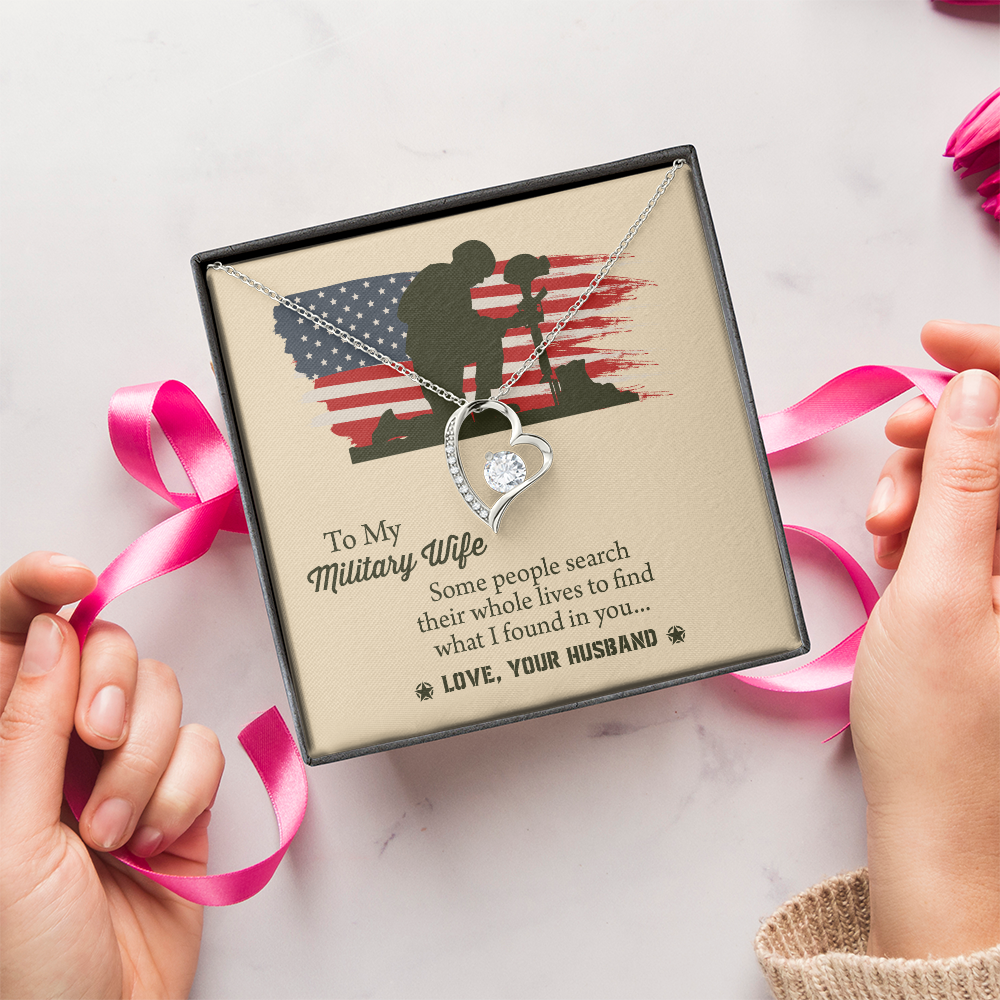 To My Military Wife Forever Love Necklace, Military Wife Gift, Gift from Husband to Wife, Anniversary Gift for Army Wife