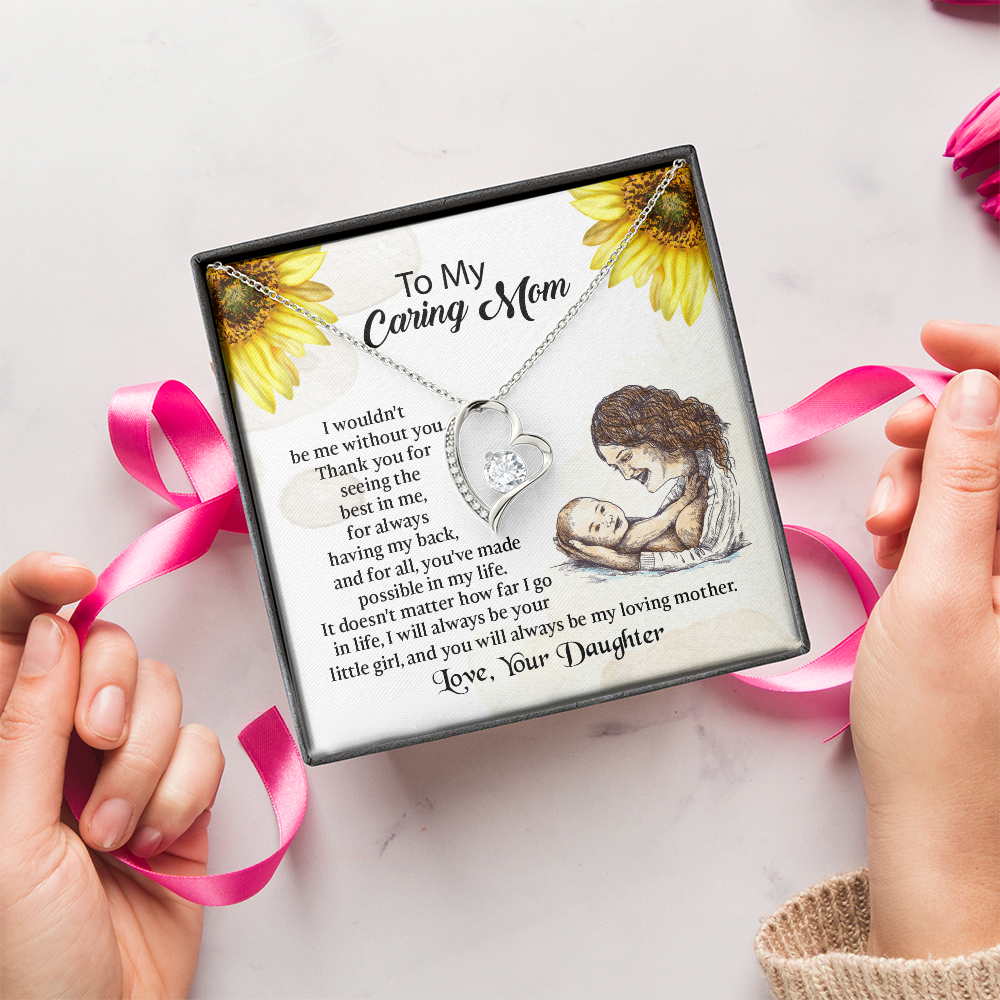 To My Mom Forever Love Necklace, Mothers Day Necklace, Mom Birthday Gift from Daughter, Message Card Jewelry For Mom