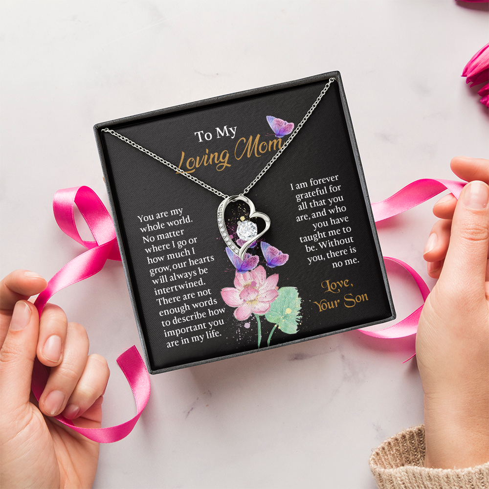 To My Mom Necklace, Mothers Day Necklace To Mom, Mom Birthday Gift from Son, Message Card Jewelry For Mom