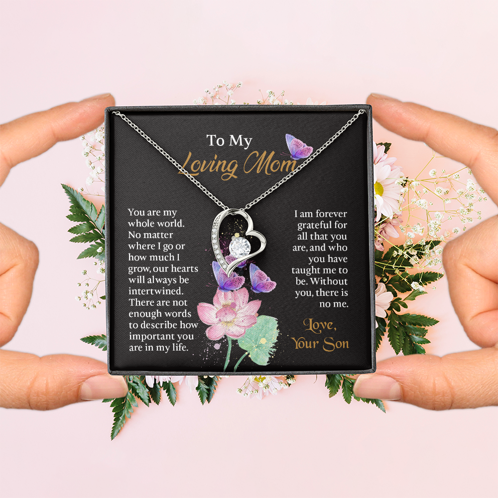 To My Mom Necklace, Mothers Day Necklace To Mom, Mom Birthday Gift from Son, Message Card Jewelry For Mom