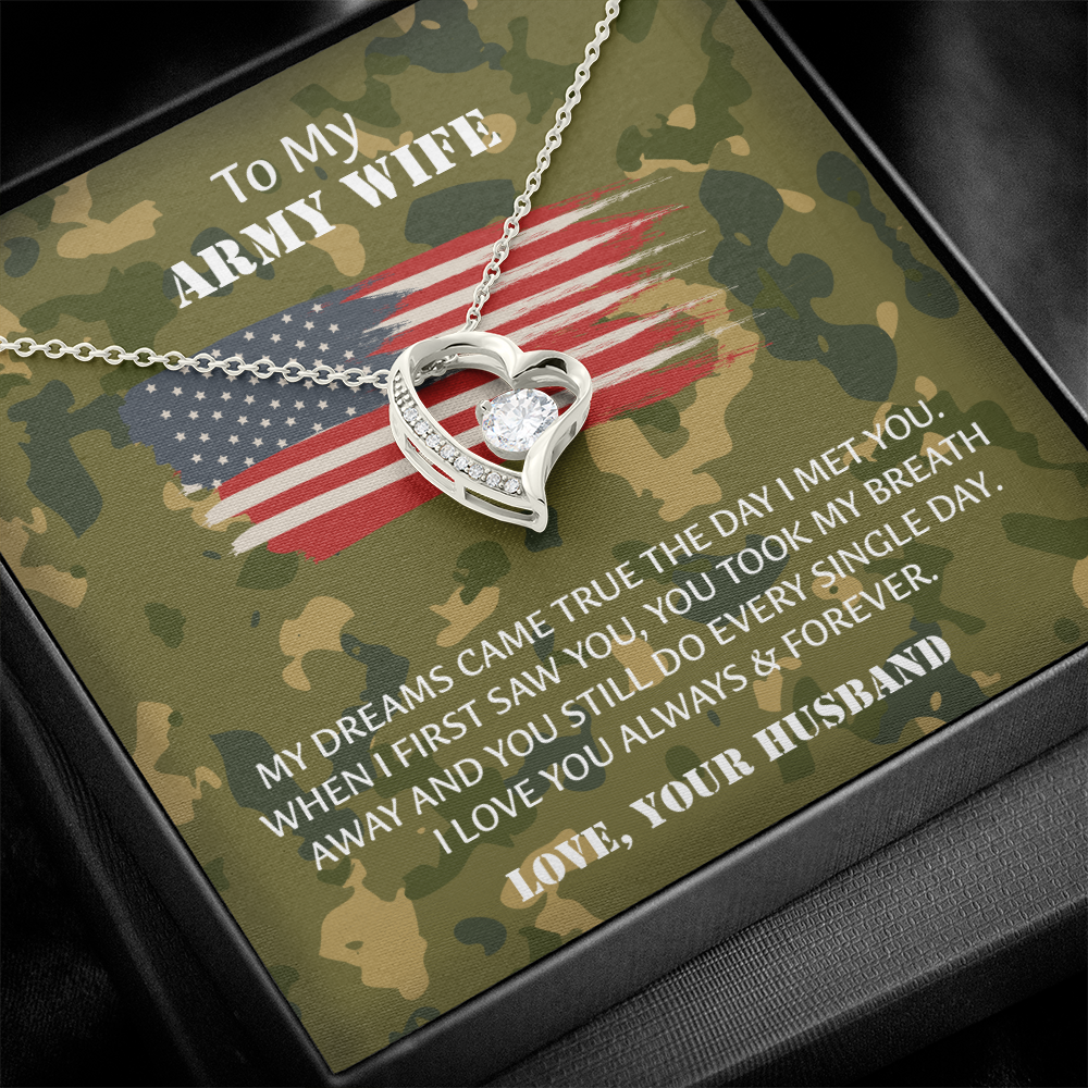 Army Wife Forever Love Necklace, Military Wife Gift, Gift from Husband to Wife, Anniversary Gift for Army Wife