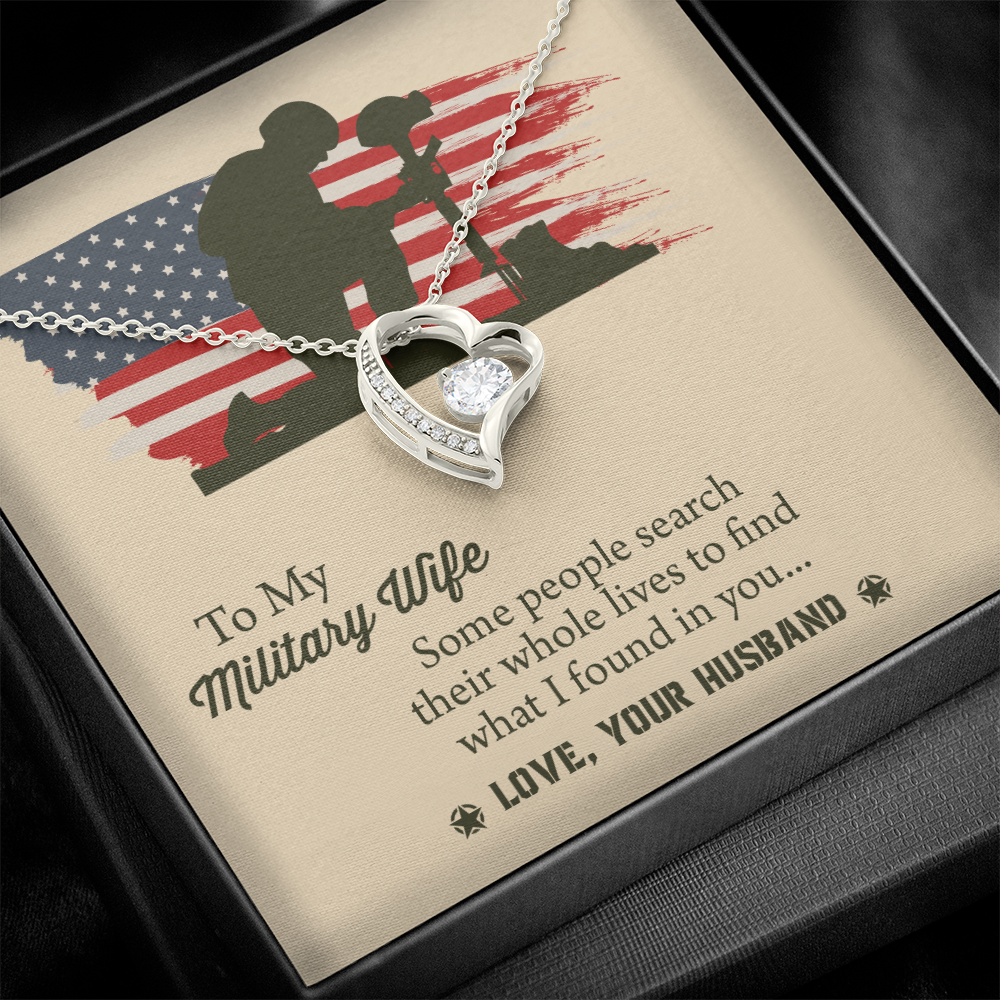 To My Military Wife Forever Love Necklace, Military Wife Gift, Gift from Husband to Wife, Anniversary Gift for Army Wife