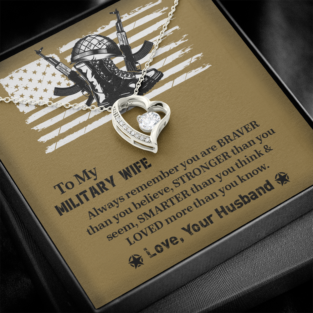 To My Military Wife Forever Love Necklace, Military Wife Gift, Gift from Husband to Wife, Anniversary Gift for Army Wife