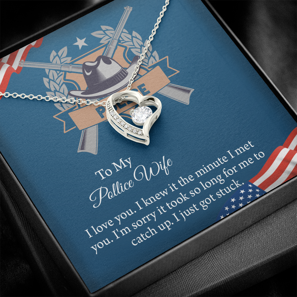 To My Police Wife Forever Love Necklace, Gift for Police Officer Wife, Police Wife Anniversary Present, Husband To Wife Birthday Gifts