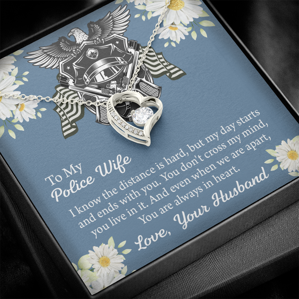 To My Police Wife Forever Love Necklace, Gift for Police Officer Wife, Police Wife Anniversary Present, Husband To Wife Birthday Gifts