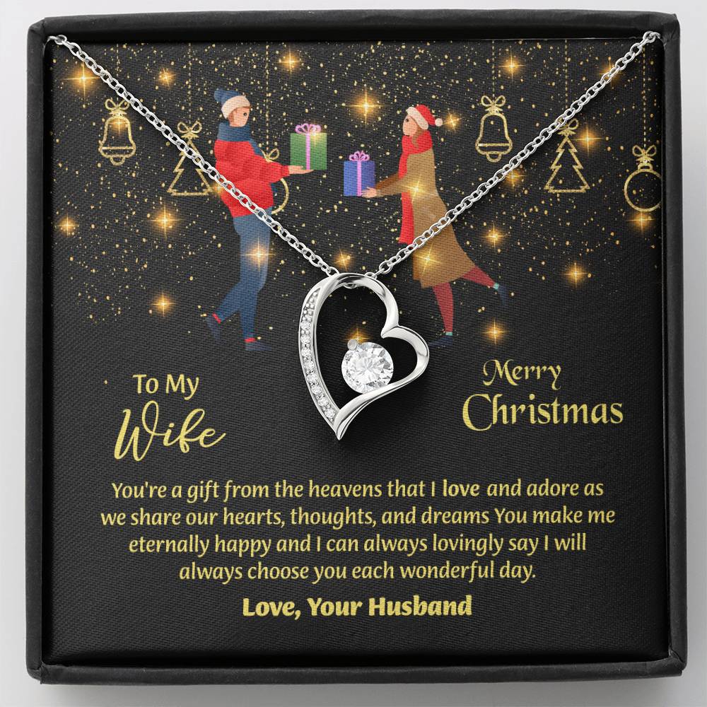 To My Wife Necklace, Love Message Card For Christmas Occasion, Sentimental Gift For Wife, Meaningful Gift For Her, Romantic Jewelry For Wife