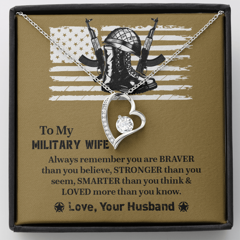 To My Military Wife Forever Love Necklace, Military Wife Gift, Gift from Husband to Wife, Anniversary Gift for Army Wife