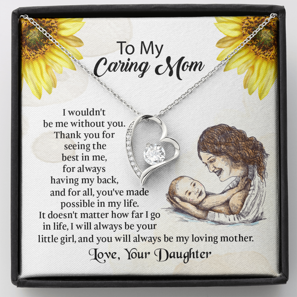 To My Mom Forever Love Necklace, Mothers Day Necklace, Mom Birthday Gift from Daughter, Message Card Jewelry For Mom