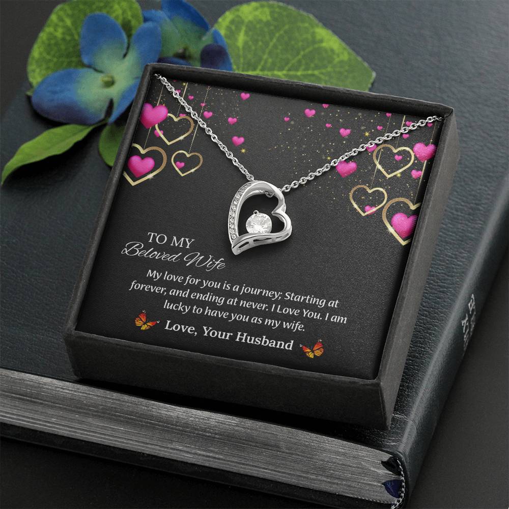 To My Beloved Wife Forever Love Necklace, Anniversary Gift For Wife, Wife Birthday Gift, Necklace For Wife