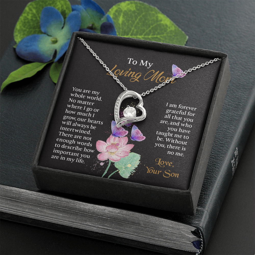 To My Mom Necklace, Mothers Day Necklace To Mom, Mom Birthday Gift from Son, Message Card Jewelry For Mom